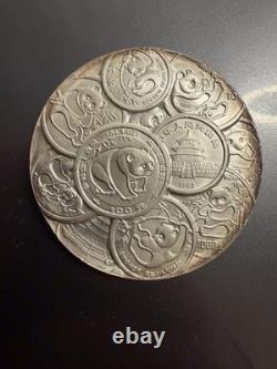 LOW MINTAGE RARE 1991 CHINESE 10th ANNIVERSARY PANDA 3.3 OZ. 999 FINE SILVER