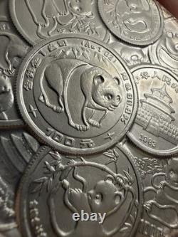 LOW MINTAGE RARE 1991 CHINESE 10th ANNIVERSARY PANDA 3.3 OZ. 999 FINE SILVER