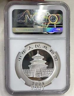 NGC 2004 China 1oz panda silver coin, 10Yuan, 