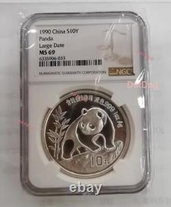 NGC MS69 1990 China Panda 1OZ Coin Silver Coin 10Yuan China Panda Coin 1Pcs