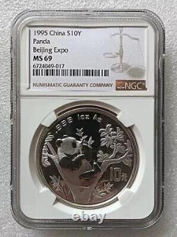 NGC MS69 1995 China Beijing Coin Expo 1oz Silver Panda Coin