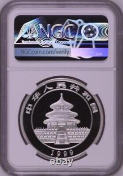 NGC MS69 1999 China Panda 1oz Silver Coin Large Date Serif 1
