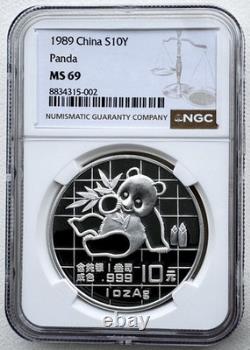 NGC MS69 China 1989 Panda Silver Coin 1oz 10 Yuan