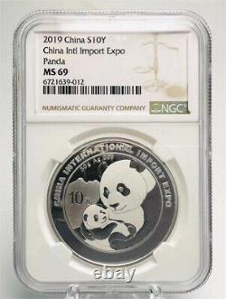 NGC MS69 China 2019 Silver 30g Panda Coin China International Import Expo