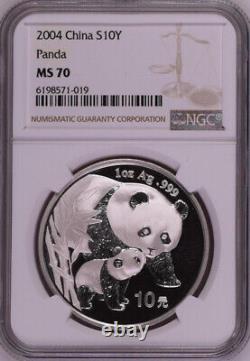 NGC MS70 2004 China Panda 1oz Silver Coin