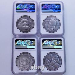 NGC MS70 2022 China 4 Pcs Enamel Silver (4x40g, toal 160g) Panda Medals Seasons