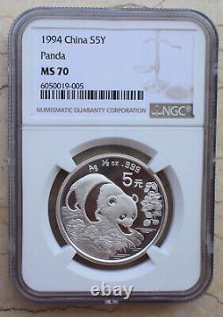 NGC MS70 China 1994 Silver 1/2 Oz Panda Coin