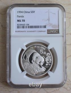 NGC MS70 China 1994 Silver 1/2oz Panda Coin