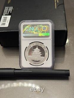 NGC MS70 China 2000 Frosted Ring Panda 1oz Silver Coin 10 Yuan