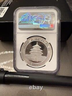 NGC MS70 China 2000 Frosted Ring Panda 1oz Silver Coin 10 Yuan