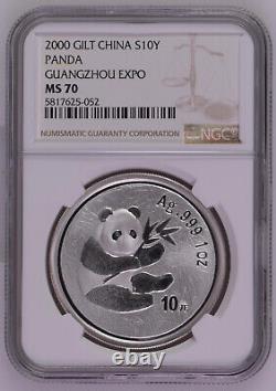 NGC MS70 China 2000 Guangzhou international coin expo panda silver coin 1oz