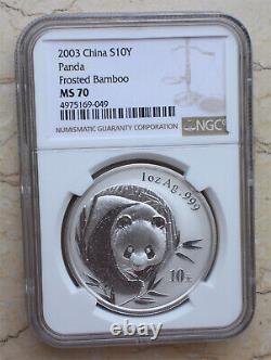 NGC MS70 China 2003 1oz Silver Panda Coin