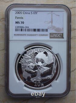 NGC MS70 China 2005 1oz Silver Panda Coin