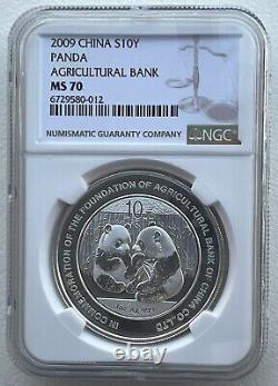 NGC MS70 China 2009 Agricultural Bank Panda Silver Coin 1oz