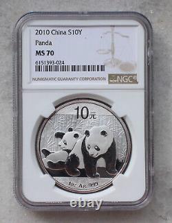NGC MS70 China 2010 1oz Silver Regular Panda