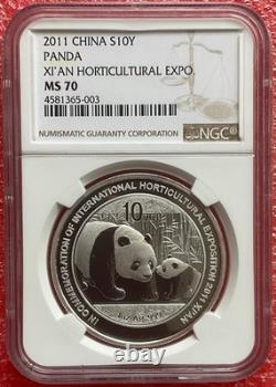 NGC MS70 China 2011 Xi'An International Horticultural Expo Panda Silver Coin 1oz