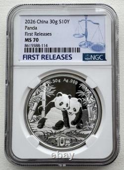 NGC MS70 First Releases China 2026 Panda Silver Coin 10 Yuan 30g