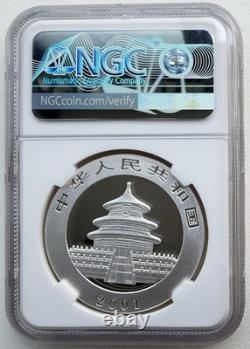NGC MS 70 China 2001 Large D Panda Silver Coin 1oz 10 Yuan