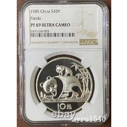 NGC PF69 1985 China 10YUAN Panda Coin China 1985 Panda Silver coin 27g