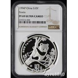 NGC PF69 1994P China 10YUAN Coin China 1994P Panda Silver coin 1OZ With Box
