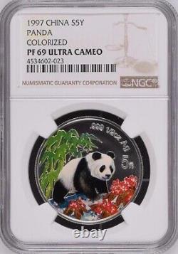 NGC PF69 1997 China Panda 1/2oz Silver Colorized Coin