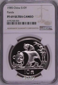 NGC PF69 China 1985 Panda Silver Coin 27g 10 Yuan