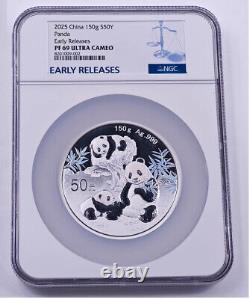 NGC PF69 UC 2025 China Silver 150g (150 Grams) Panda Coin