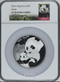 NGC PF70 2019 China Panda 150g Silver Coin with COA (Panda Label)