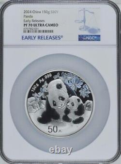 NGC PF70 2024 China Panda 150g Silver Coin with COA Early Releases