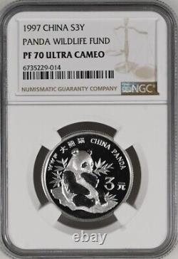 NGC PF70 China 1997 Wildlife Fund Panda Silver Coin 15g 3 Yuan