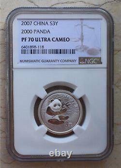 NGC PF70 China 2007 1/4 oz Silver Coin 25th Ann. Panda Coin (2000 Panda Coin)