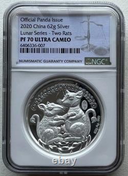 NGC PF70 China 2020 Shengyang Lunar Rat Year Rat Panda Silver Medal 62g