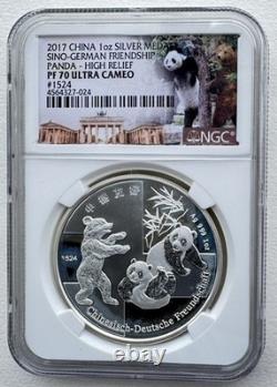 NGC PF 70 China 2017 Sino German Friendship Silver Panda Medal 1oz