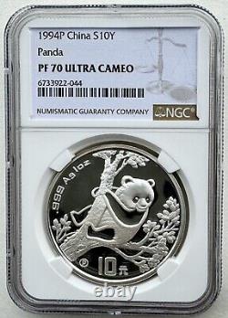 NGC PF 70 UC China 1994 Proof Panda Silver Coin 1oz 10 Yuan
