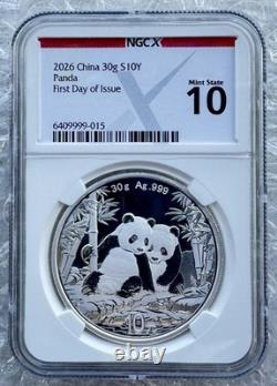 NGC X10 First Day of Issue China 2026 Panda Silver Coin 10 Yuan 30g