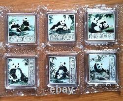 Nanjing Mint, China China Panda Colorful Silver medals 15g10pcs, no BOX no COA
