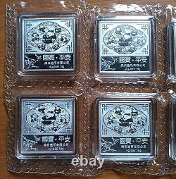 Nanjing Mint, China China Panda Colorful Silver medals 15g10pcs, no BOX no COA