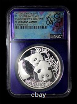 Ngc Pr70 Ultra Cam 2012 China Silver Panda. 999 1oz Ag Singapore Intl Coin Fair