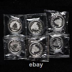 Original Mint 6 Pcs 1993 1998 China 5 Yuan 1/2 oz Panda Silver Coin