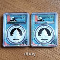 PCGS MS70 2023 2024 China 10YUAN Panda Silver Coin 30g FIRST DAY OF ISSUE 2PCS