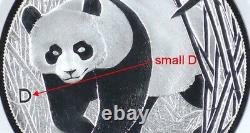 PCGS MS70 China 2001 Small D Mark 2001 D Panda Silver Coin 1oz 10 Yuan