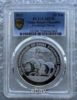PCGS MS70 China 2013 The 30th Anniv of Everybright Group Panda Silver Coin 1oz