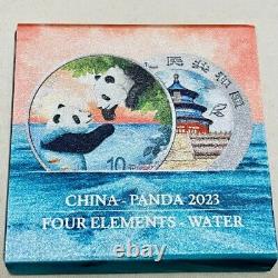Panda Color Silver Coin 2023 China 10 Yuan Four Elements Series Water COA
