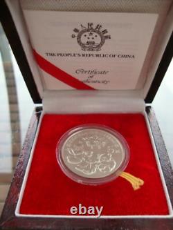 People Of China 1989 Save The Children Fund Panda Silver Coin 5 Yuan In Wood Box