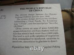 People Of China 1989 Save The Children Fund Panda Silver Coin 5 Yuan In Wood Box