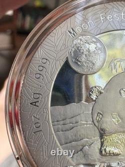 Pristine 2017 1 Oz Silver Panda Moon Festival With Hologram. Encapsulated UNC