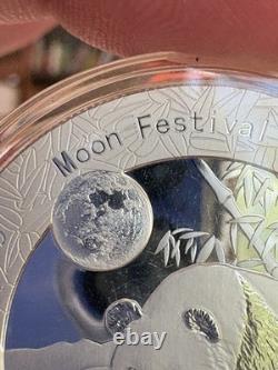 Pristine 2017 1 Oz Silver Panda Moon Festival With Hologram. Encapsulated UNC