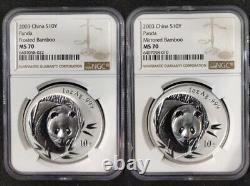 Rare 2003 China S10Y Panda Coin Frosted / Mirrored Bamboo MS 70 NGC Collection