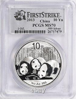 Rare Set China 2013, 2014, 2015 Silver 10 Yuan Panda First Strike PCGS MS-70