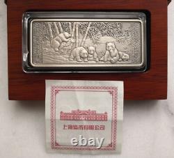 Shanghai mint 2017 China panda 200g antiqued silver bar, RARE